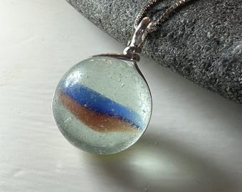 Sea Glass Marble Necklace - Beach Glass Jewelry - MADISON