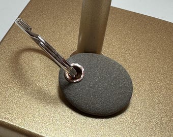 Beach Stone Keychain - Copper Riveted Rock Hound Gift