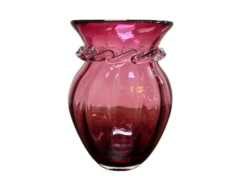 Vintage mundgeblasene Pilgrim Cranberry Glasvase
