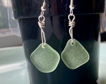 SAGE & CITRUS - Genuine Sea Glass Earrings