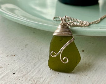 Sea Glass Jewelry - Genuine Sea Glass Pendant Necklace - ZEPHYR