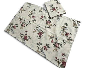 Vintage DAN RIVER Pillowcases Standard Cream Autumn Flowers Cottage Core Grandma
