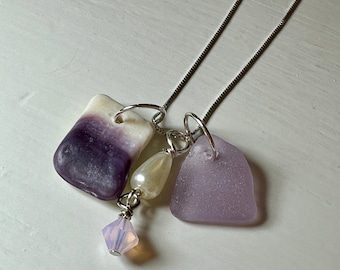 Sea Glass Jewelry - Cluster Necklace - BEACH BABE