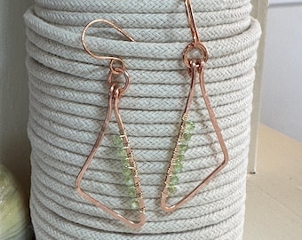Hammered Copper and Swarovski Crystal Earrings - FIA