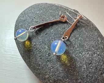Copper Dangle Mixed Metal and Bead Earrings - TALLULAH