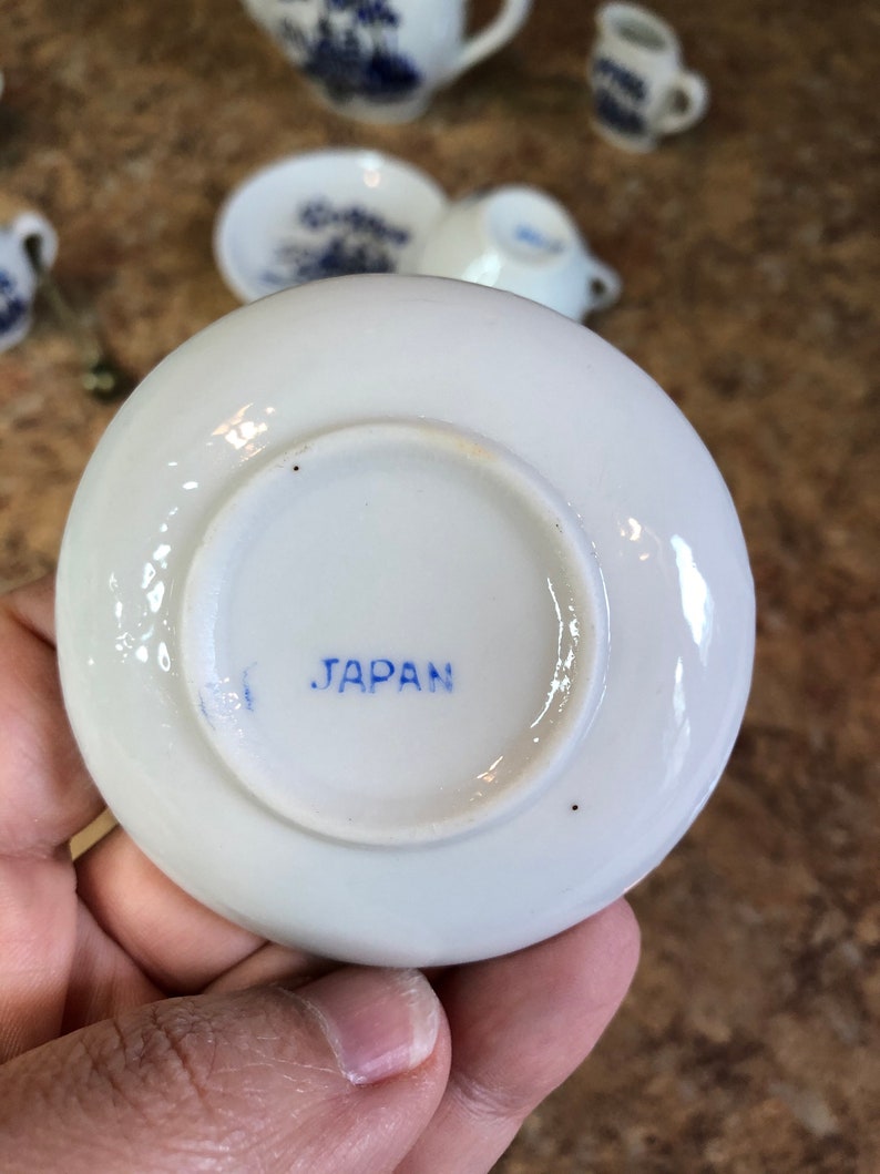 Japan Pagoda Scene Vintage Children/'s Ten Piece Porcelain Tea Set
