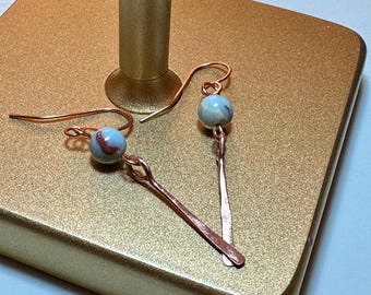 Hammered Copper and Bead Earrings - AUTUMN SKYE