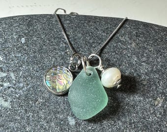 Sea Glass Cluster Necklace - ARIEL