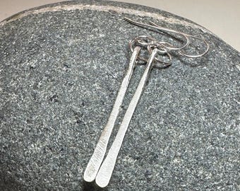Hammered Sterling Silver Stick Earrings - STICKS NOT STONES