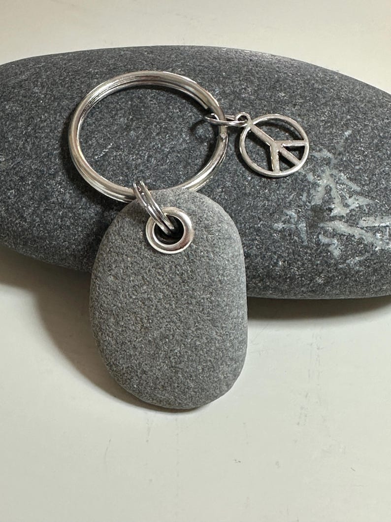 Key Chain With Little Rocks Beach Stone Key Chain - Beach Rock - PEACE - Etsy