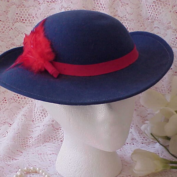 Vintage Women's Victorian Style Steampunk Hat Red Feathers Geo W Bollman