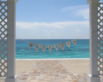 Guests...white painted burlap banner