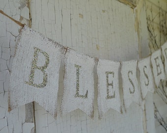 BLESSED Burlap Banner, Fall, Autumn, Thanksgiving, Halloween