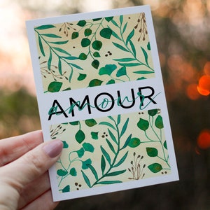 carte aquarelle thème fleuri amour