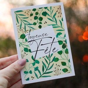 carte aquarelle thème fleuri Joyeuse Fête