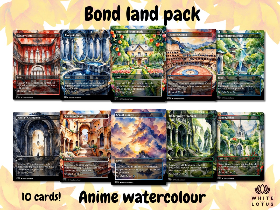 Buy Bond Land Pack 10 Cards Anime Watercolour Lands Set of 10 Unique ...