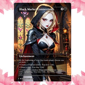 Black Market Connections Vampire Anime Waifu Custom Proxy Card Single Card For EDH Commander Gift For Him/Her