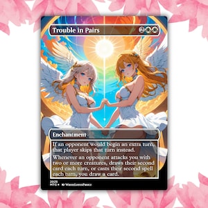 Trouble in Pairs Angel Anime Waifu Carte proxy personnalisée Carte unique pour EDH Commander Cadeau pour lui/elle