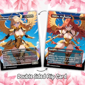 Arcanjo Avacyn/Avacyn, o Purificador, Anime Waifu, Cartão Flip Dupla Face, Cartão Proxy Personalizado, Cartão Único para Comandante EDH, Presente para Ele/Ela