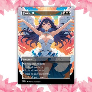 Cartão de Proxy Personalizado de Anime Waifu com Anjo de Despedida, Cartão Único para Comandante EDH, Presente para Ele/Ela