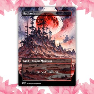 Badlands Watercolour Anime Waifu Custom Proxy Card Single Card For EDH Commander Gift For Him/Her