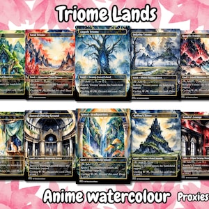 Triom Land Pack (10+ Karten) Anime Wasserfarben Länder Set mit 10+ einzigartigen randlosen Proxy Ländern Hochwertige Länder für EDH oder cEDH