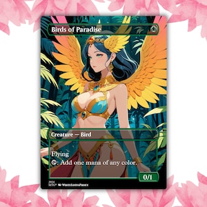 Cartão de Proxy Personalizado de Anime Birds of Paradise Waifu, Cartão Único para Comandante EDH, Presente para Ele/Ela