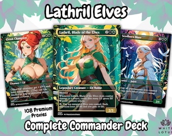 Baraja de waifu de anime tribal de elfos (100 cartas + fichas) / Baraja completa Commander EDH