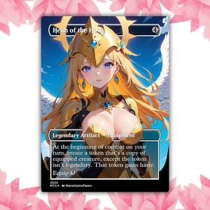 Cartão de Proxy Personalizado de Anime Waifu com Capacete do Anjo Anfitrião, Cartão Único para Comandante EDH, Presente para Ele/Ela