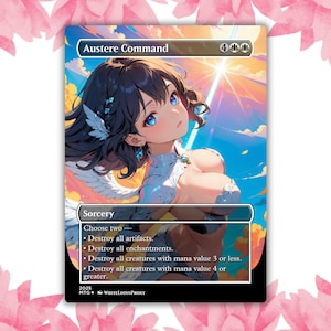 Cartão de Proxy Personalizado Austere Command Angel Anime Waifu, Cartão Único para Comandante EDH, Presente para Ele/Ela