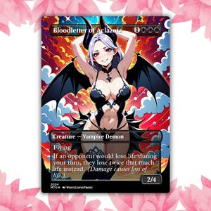 Carta de Procuração Personalizada de Anime Demoníaco Waifu de Bloodletter de Aclazotz, Cartão Único para Comandante EDH, Presente para Ele/Ela