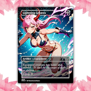 Lightning Greaves Anime Waifu carte proxy personnalisée carte unique pour commandant EDH cadeau pour lui/elle
