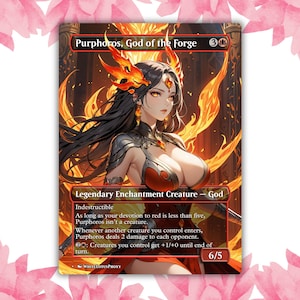 Purphoros, Deus da Forja Anime Waifu Cartão Proxy Personalizado Cartão Único para Comandante EDH Presente para Ele/Ela