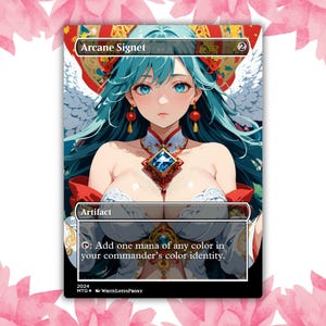 Cartão de Proxy Personalizado de Anime Waifu com Sinete Arcano, Cartão Único para Comandante EDH, Presente para Ele/Ela
