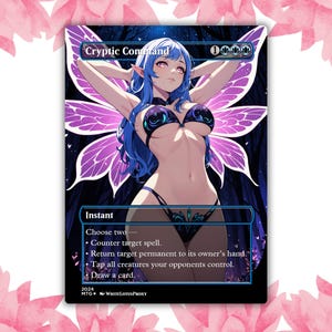 Cartão de Proxy Personalizado de Anime Waifu com Comando Críptico, Cartão Único para Comandante EDH, Presente para Ele/Ela