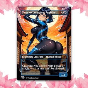 Tarjeta de proxy personalizada de Tetsuko Umezawa Fugitive Anime Waifu, tarjeta individual para comandante EDH, regalo para él/ella