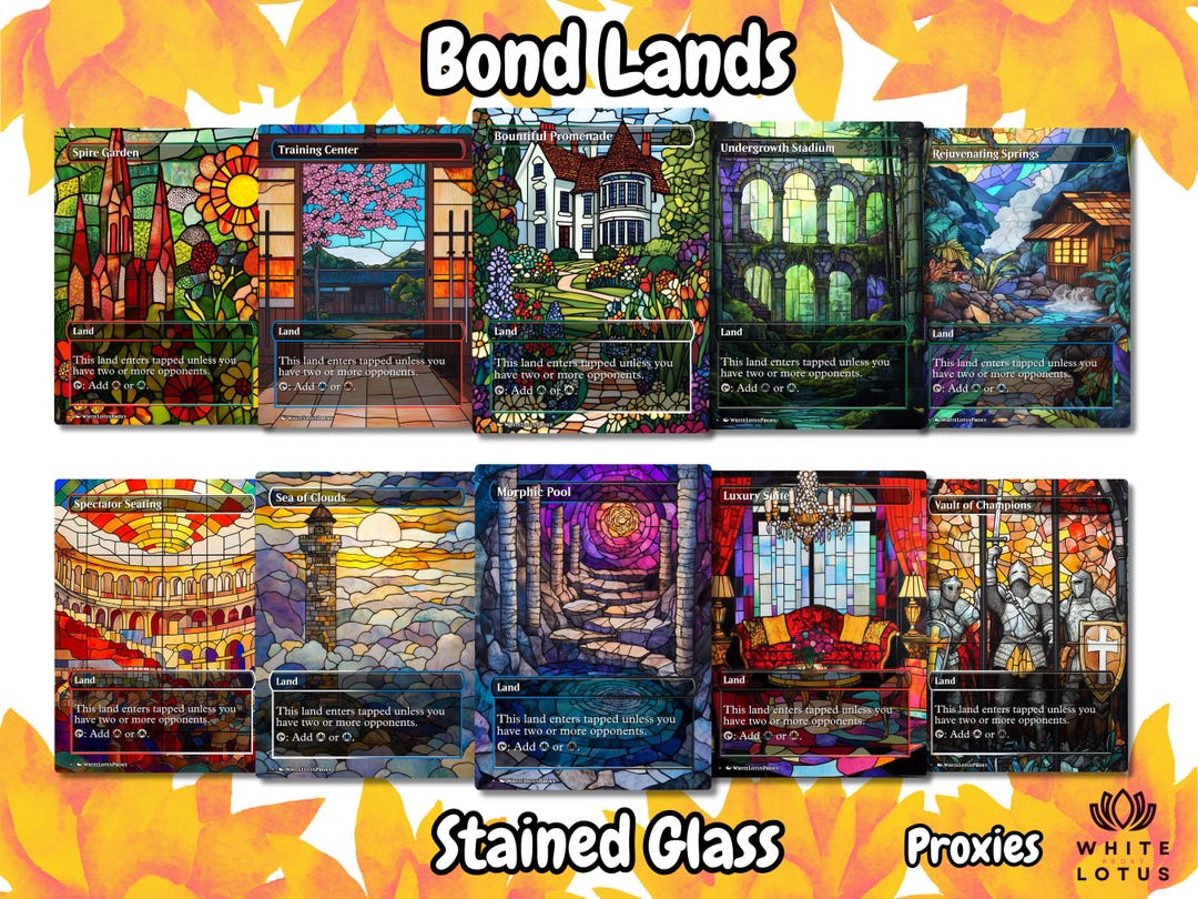 Bond Land Pack (10+ Cards) Stained Glass Lands Set of 10+ Unique ...