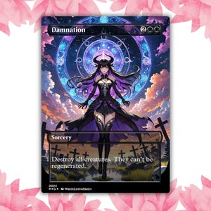 Damnation Anime Waifu carte proxy personnalisée carte unique pour commandant EDH cadeau pour lui/elle