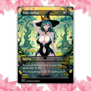 Cartão de Proxy Personalizado Toxic Deluge Anime Waifu Cartão Único para Comandante EDH Presente para Ele/Ela