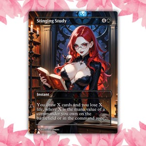 Stechen Studie Vampir Anime Waifu Benutzerdefinierte Proxy Karte Einzelkarte für EDH Kommandant Geschenk für Sie / Ihn