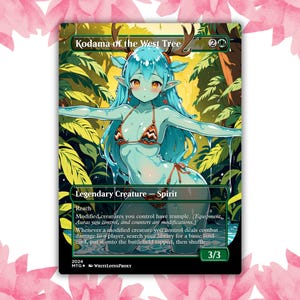 Kodama do Oeste Árvore Slime Anime Waifu Cartão Proxy Personalizado Cartão Único para Comandante EDH Presente para Ele/Ela