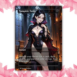 Cartão de Proxy Personalizado de Tutor Vampiro Anime Waifu Cartão Único para Comandante EDH Presente para Ele/Ela