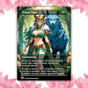 Cartão de Proxy Personalizado Primal Vigor Anime Waifu Cartão Único para Comandante EDH Presente para Ele/Ela