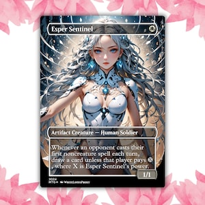 Cartão de Proxy Personalizado Esper Sentinel Anime Waifu Cartão Único para Comandante EDH Presente para Ele/Ela