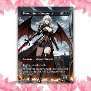 Cartão de Proxy Personalizado de Anime Waifu do Conquistador Sanguinário, Cartão Único para Comandante EDH, Presente para Ele/Ela