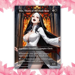 Vito, Thorn of the Dusk Rose, Vampiro, Anime Waifu, Cartão de Procuração Personalizado, Cartão Único para Comandante EDH, Presente para Ele/Ela