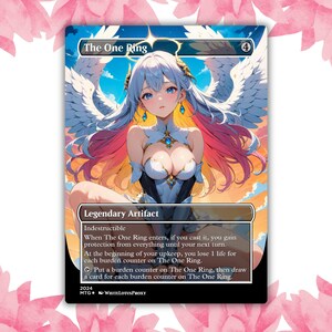 Cartão de Procuração Personalizado Anime Waifu Anjo Um Anel, Cartão Único para Comandante EDH, Presente para Ele/Ela