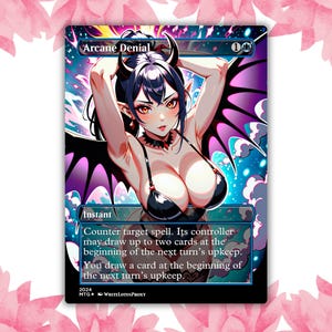 Arcane Denial Anime Waifu Benutzerdefinierte Proxy-Karte Einzelkarte für EDH Kommandant Geschenk für Sie / Ihn