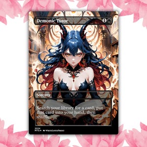Tuteur démoniaque Anime Waifu carte proxy personnalisée carte unique pour commandant EDH cadeau pour lui/elle