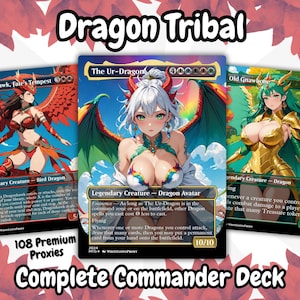Dragon Tribal Anime Waifu Proxy Deck 100 Cards + Tokens | Full Commander EDH Deck